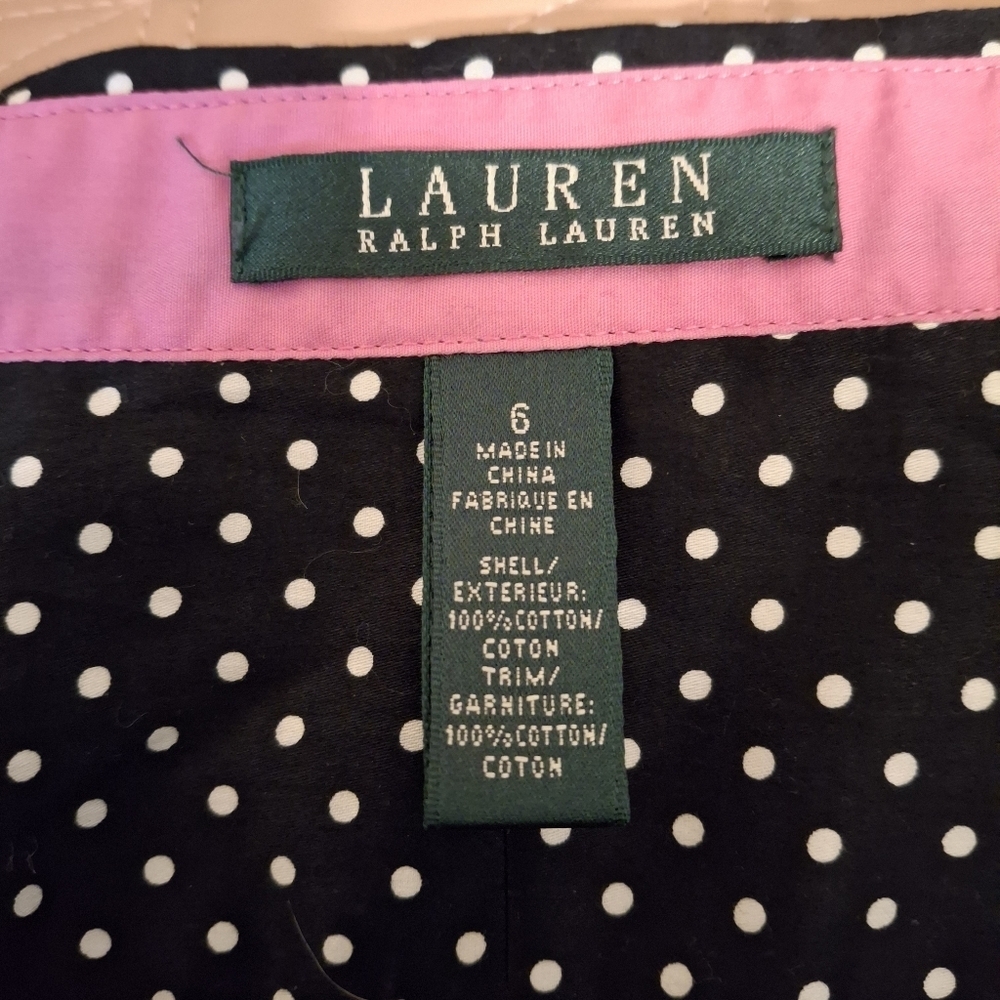 Ralph Lauren Polka Dot Peplum Blouse ruffled Black and White Sz S - Picture 5 of 5